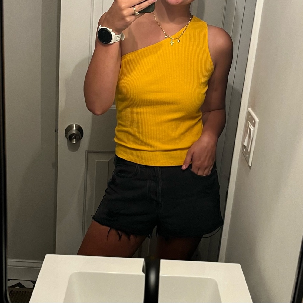 Yellow Ribbed Tank Top - Picture 2 of 2